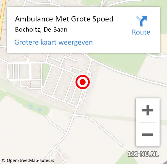Locatie op kaart van de 112 melding: Ambulance Met Grote Spoed Naar Bocholtz, De Baan op 4 februari 2015 08:14
