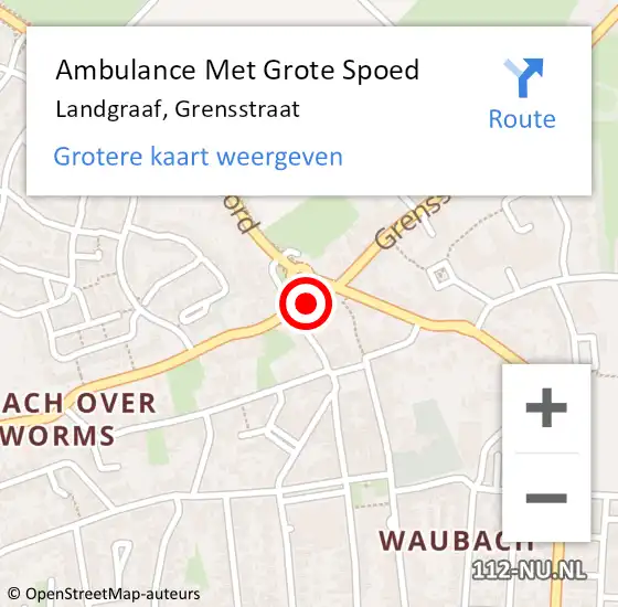 Locatie op kaart van de 112 melding: Ambulance Met Grote Spoed Naar Landgraaf, Grensstraat op 4 februari 2015 08:31