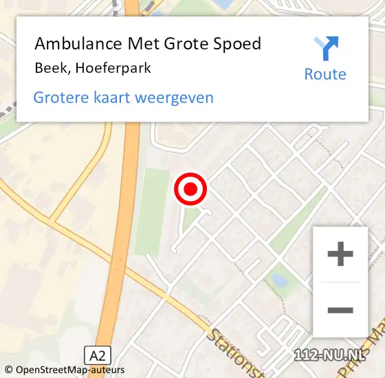 Locatie op kaart van de 112 melding: Ambulance Met Grote Spoed Naar Beek, Hoeferpark op 4 februari 2015 08:40