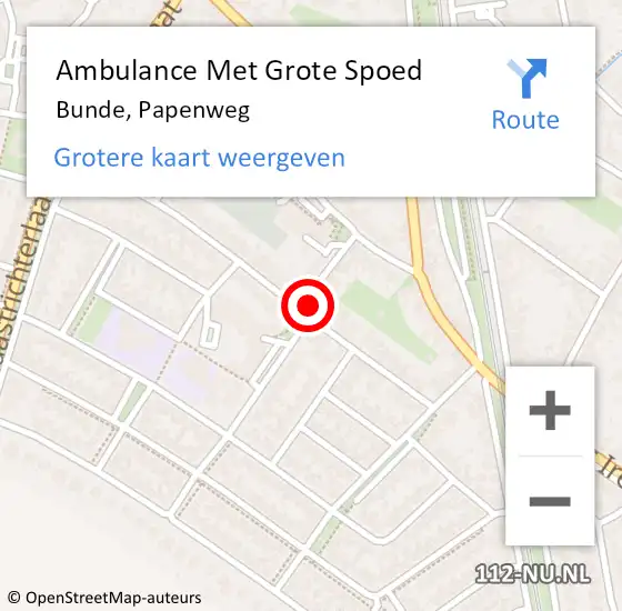 Locatie op kaart van de 112 melding: Ambulance Met Grote Spoed Naar Bunde, Papenweg op 4 februari 2015 08:42