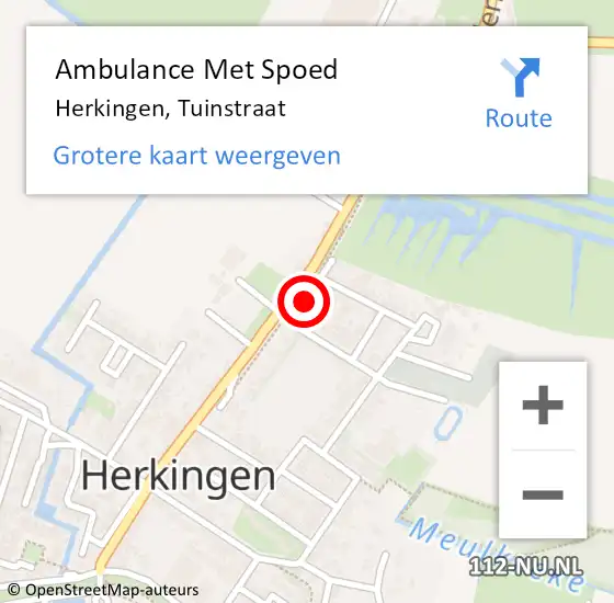 Locatie op kaart van de 112 melding: Ambulance Met Spoed Naar Herkingen, Tuinstraat op 4 februari 2015 08:50