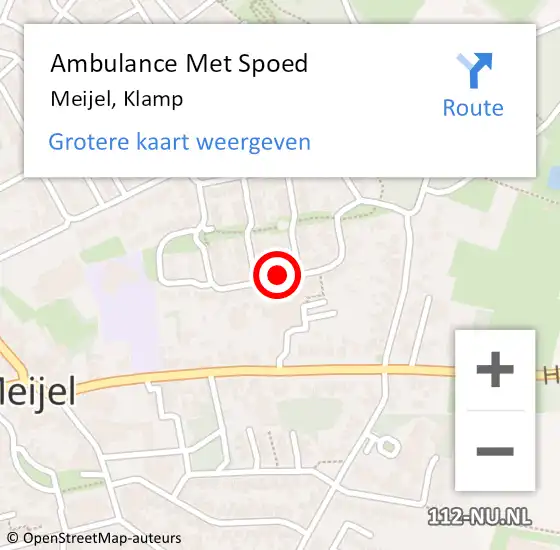 Locatie op kaart van de 112 melding: Ambulance Met Spoed Naar Meijel, Klamp op 4 februari 2015 09:03