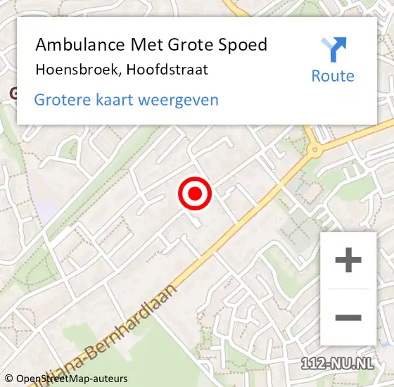 Locatie op kaart van de 112 melding: Ambulance Met Grote Spoed Naar Hoensbroek, Hoofdstraat op 4 februari 2015 09:12