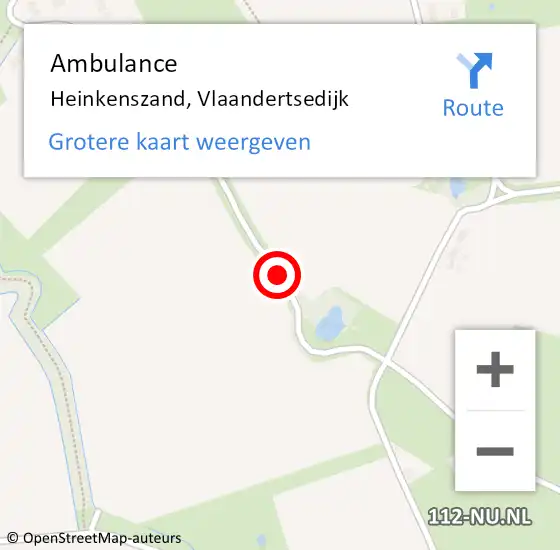 Locatie op kaart van de 112 melding: Ambulance Heinkenszand, Vlaandertsedijk op 4 februari 2015 09:21