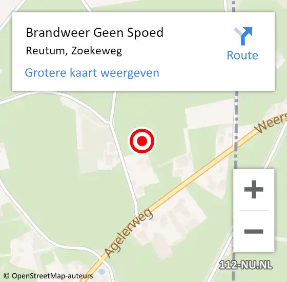 Locatie op kaart van de 112 melding: Brandweer Geen Spoed Naar Reutum, Zoekeweg op 28 oktober 2013 19:15