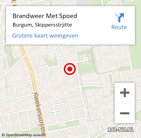 Locatie op kaart van de 112 melding: Brandweer Met Spoed Naar Burgum, Skippersstrjitte op 28 oktober 2013 19:16