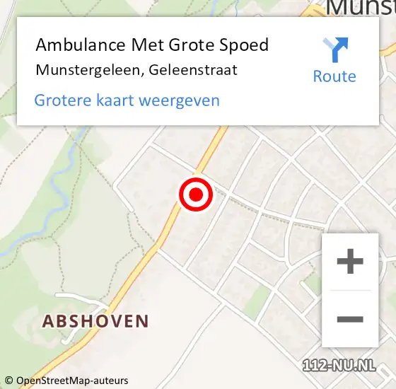 Locatie op kaart van de 112 melding: Ambulance Met Grote Spoed Naar Munstergeleen, Geleenstraat op 4 februari 2015 09:47