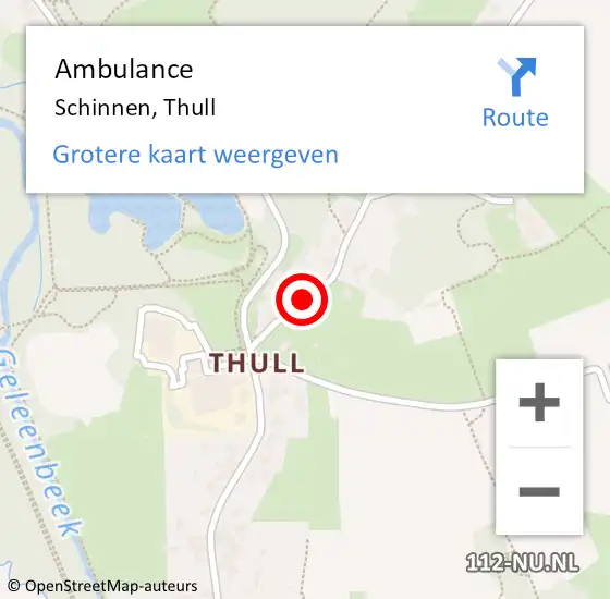 Locatie op kaart van de 112 melding: Ambulance Schinnen, Thull op 4 februari 2015 09:56