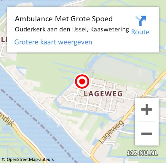 Locatie op kaart van de 112 melding: Ambulance Met Grote Spoed Naar Ouderkerk aan den IJssel, Kaaswetering op 4 februari 2015 10:05