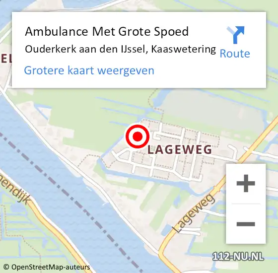 Locatie op kaart van de 112 melding: Ambulance Met Grote Spoed Naar Ouderkerk aan den IJssel, Kaaswetering op 4 februari 2015 10:19