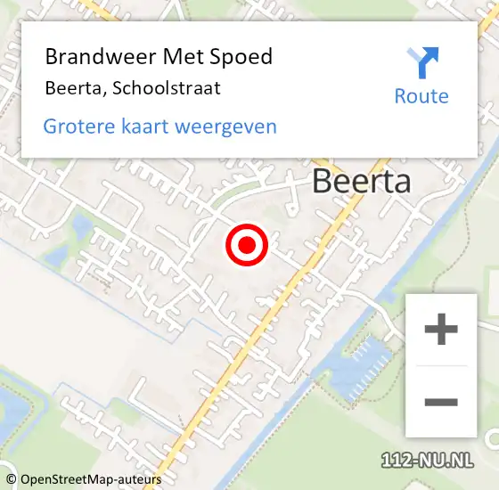 Locatie op kaart van de 112 melding: Brandweer Met Spoed Naar Beerta, Schoolstraat op 28 oktober 2013 19:23