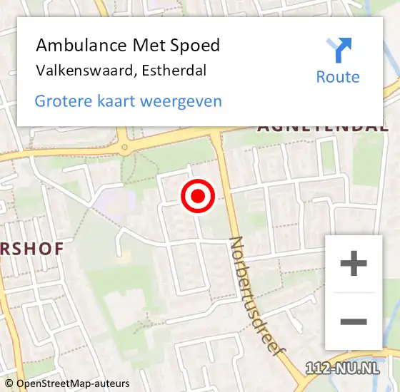 Locatie op kaart van de 112 melding: Ambulance Met Spoed Naar Valkenswaard, Estherdal op 4 februari 2015 10:58