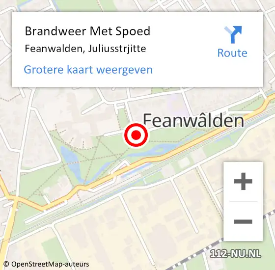 Locatie op kaart van de 112 melding: Brandweer Met Spoed Naar Feanwalden, Juliusstrjitte op 28 oktober 2013 19:29