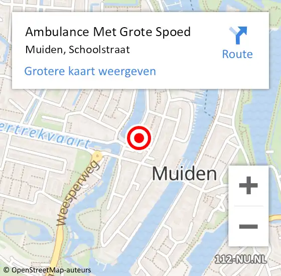 Locatie op kaart van de 112 melding: Ambulance Met Grote Spoed Naar Muiden, Schoolstraat op 4 februari 2015 12:10