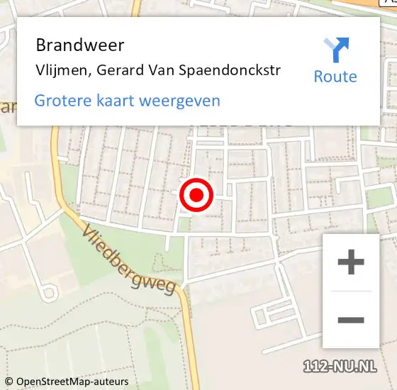 Locatie op kaart van de 112 melding: Brandweer Vlijmen, Gerard Van Spaendonckstr op 28 oktober 2013 19:32