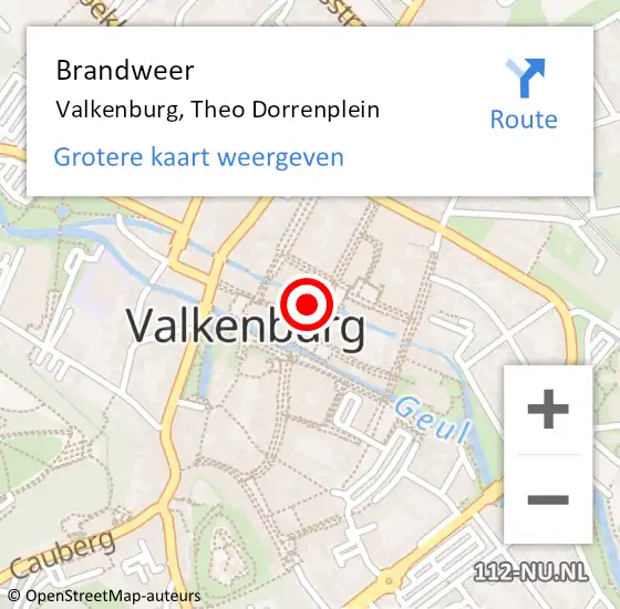 Locatie op kaart van de 112 melding: Brandweer Valkenburg, Theo Dorrenplein op 4 februari 2015 12:50