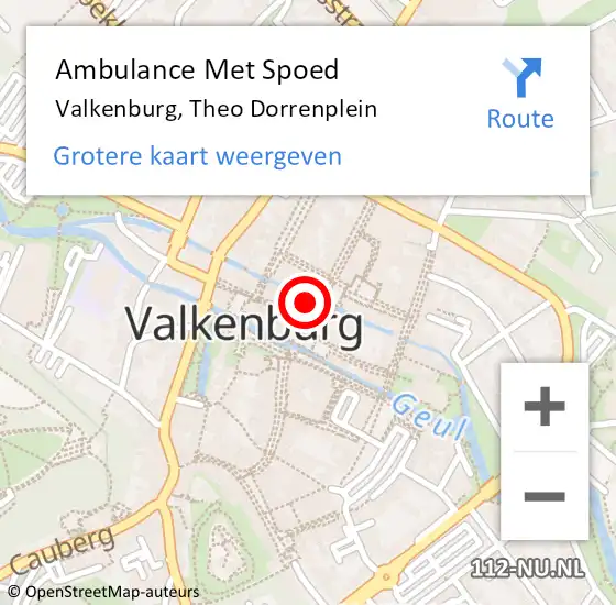 Locatie op kaart van de 112 melding: Ambulance Met Spoed Naar Valkenburg, Theo Dorrenplein op 4 februari 2015 12:52