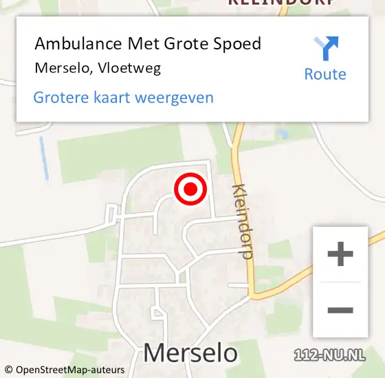 Locatie op kaart van de 112 melding: Ambulance Met Grote Spoed Naar Merselo, Vloetweg op 4 februari 2015 12:53