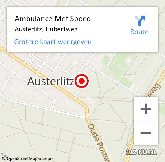 Locatie op kaart van de 112 melding: Ambulance Met Spoed Naar Austerlitz, Hubertweg op 4 februari 2015 12:56