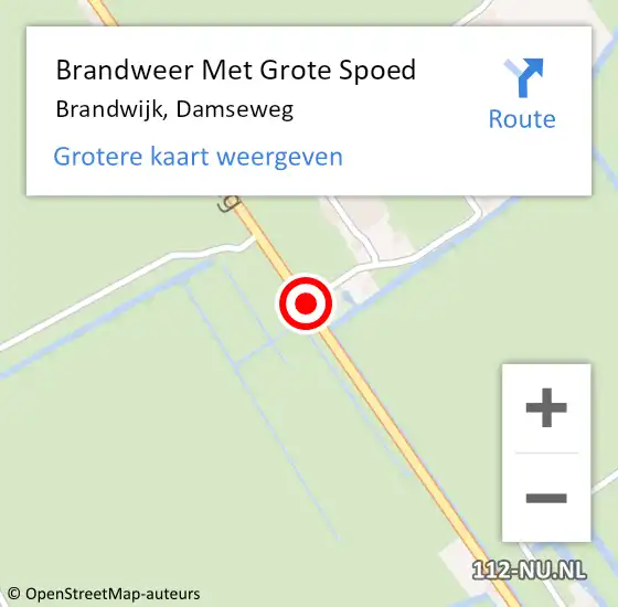 Locatie op kaart van de 112 melding: Brandweer Met Grote Spoed Naar Brandwijk, Damseweg op 4 februari 2015 13:02