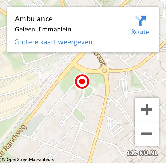 Locatie op kaart van de 112 melding: Ambulance Geleen, Emmaplein op 4 februari 2015 13:22