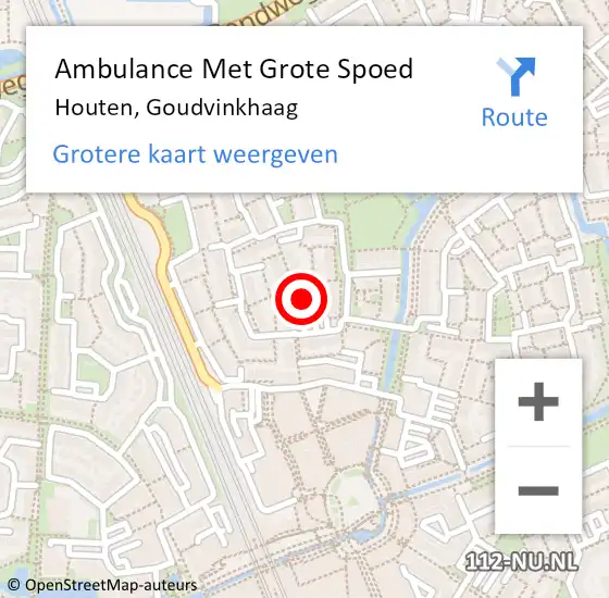 Locatie op kaart van de 112 melding: Ambulance Met Grote Spoed Naar Houten, Goudvinkhaag op 4 februari 2015 13:38