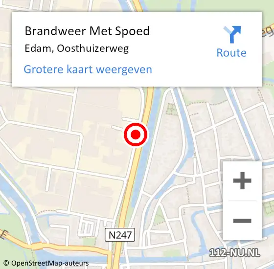 Locatie op kaart van de 112 melding: Brandweer Met Spoed Naar Edam, Oosthuizerweg op 28 oktober 2013 19:42