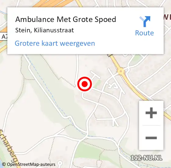 Locatie op kaart van de 112 melding: Ambulance Met Grote Spoed Naar Stein, Kilianusstraat op 4 februari 2015 14:16