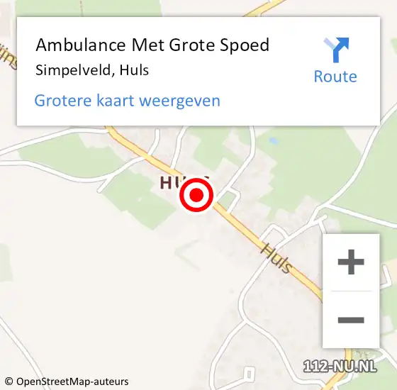 Locatie op kaart van de 112 melding: Ambulance Met Grote Spoed Naar Simpelveld, Huls op 4 februari 2015 15:21