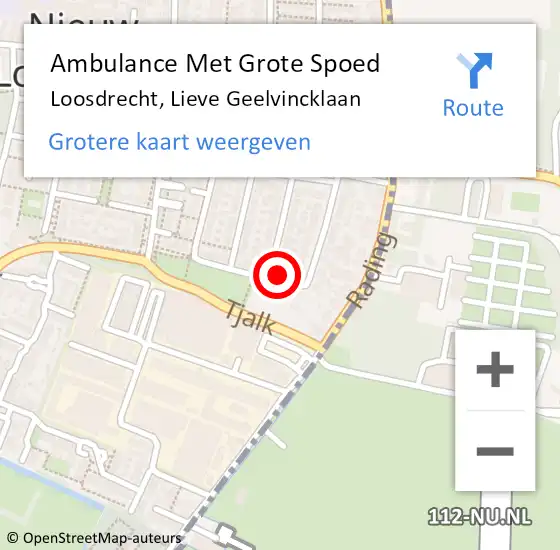 Locatie op kaart van de 112 melding: Ambulance Met Grote Spoed Naar Loosdrecht, Lieve Geelvincklaan op 4 februari 2015 15:39