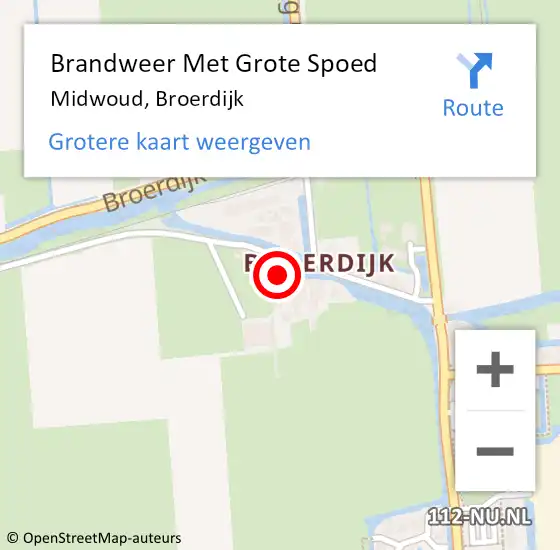 Locatie op kaart van de 112 melding: Brandweer Met Grote Spoed Naar Midwoud, Broerdijk op 4 februari 2015 15:55