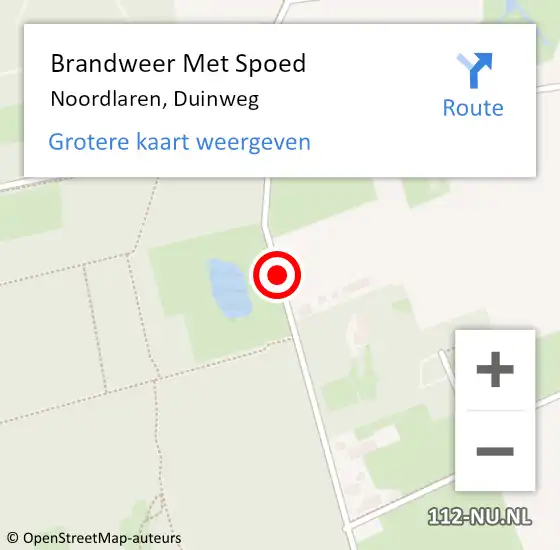 Locatie op kaart van de 112 melding: Brandweer Met Spoed Naar Noordlaren, Duinweg op 28 oktober 2013 19:58