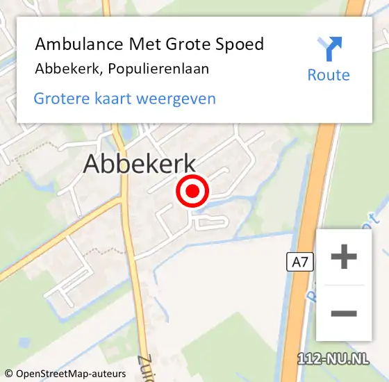 Locatie op kaart van de 112 melding: Ambulance Met Grote Spoed Naar Abbekerk, Populierenlaan op 4 februari 2015 16:25