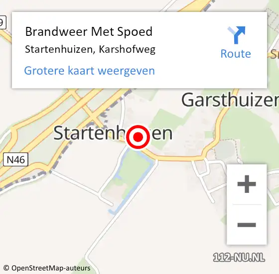 Locatie op kaart van de 112 melding: Brandweer Met Spoed Naar Startenhuizen, Karshofweg op 28 oktober 2013 20:00