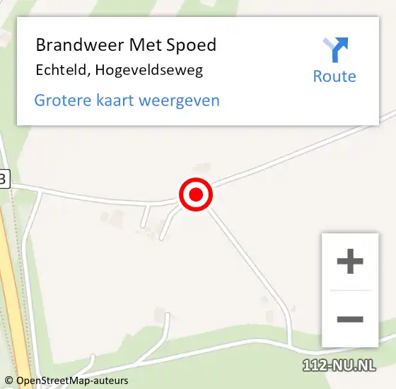 Locatie op kaart van de 112 melding: Brandweer Met Spoed Naar Echteld, Hogeveldseweg op 4 februari 2015 17:04