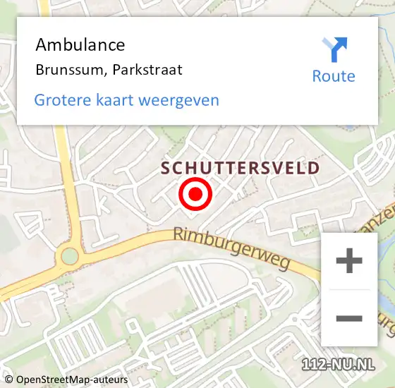 Locatie op kaart van de 112 melding: Ambulance Brunssum, Parkstraat op 4 februari 2015 17:09