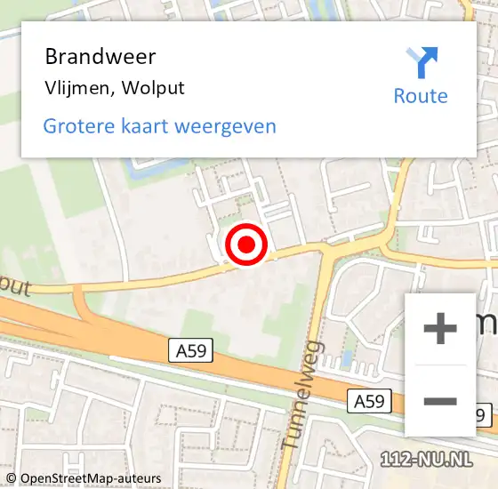 Locatie op kaart van de 112 melding: Brandweer Vlijmen, Wolput op 4 februari 2015 17:24