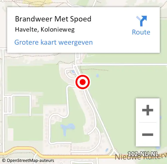 Locatie op kaart van de 112 melding: Brandweer Met Spoed Naar Havelte, Kolonieweg op 4 februari 2015 17:27