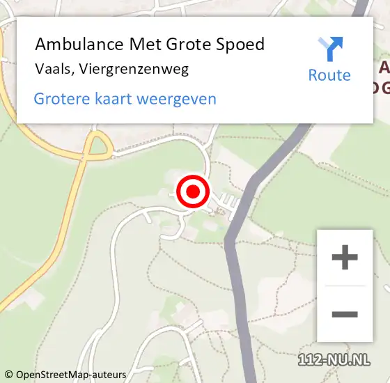 Locatie op kaart van de 112 melding: Ambulance Met Grote Spoed Naar Vaals, Viergrenzenweg op 4 februari 2015 17:45