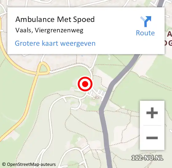 Locatie op kaart van de 112 melding: Ambulance Met Spoed Naar Vaals, Viergrenzenweg op 4 februari 2015 17:50