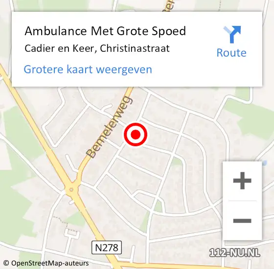Locatie op kaart van de 112 melding: Ambulance Met Grote Spoed Naar Cadier en Keer, Christinastraat op 4 februari 2015 17:58