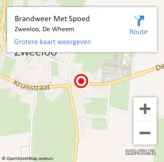 Locatie op kaart van de 112 melding: Brandweer Met Spoed Naar Zweeloo, De Wheem op 28 oktober 2013 20:06