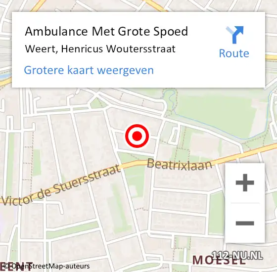 Locatie op kaart van de 112 melding: Ambulance Met Grote Spoed Naar Weert, Henricus Woutersstraat op 4 februari 2015 18:23