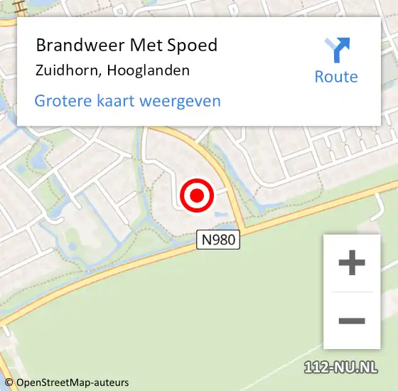 Locatie op kaart van de 112 melding: Brandweer Met Spoed Naar Zuidhorn, Hooglanden op 28 oktober 2013 20:10