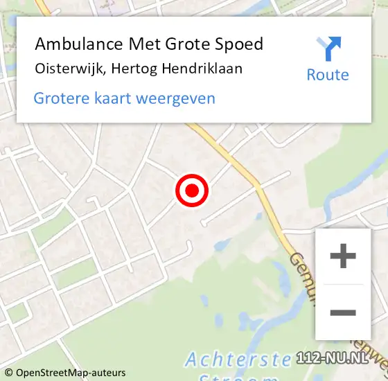 Locatie op kaart van de 112 melding: Ambulance Met Grote Spoed Naar Oisterwijk, Hertog Hendriklaan op 4 februari 2015 18:58