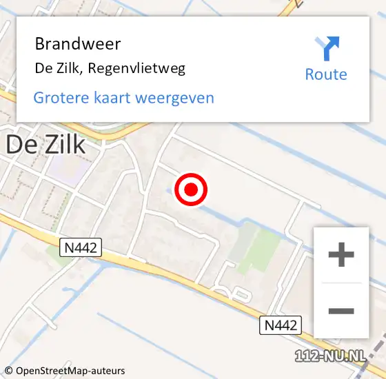 Locatie op kaart van de 112 melding: Brandweer De Zilk, Regenvlietweg op 4 februari 2015 19:11