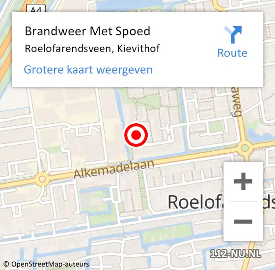 Locatie op kaart van de 112 melding: Brandweer Met Spoed Naar Roelofarendsveen, Kievithof op 28 oktober 2013 20:14