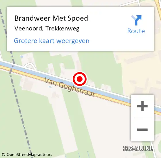 Locatie op kaart van de 112 melding: Brandweer Met Spoed Naar Veenoord, Trekkenweg op 28 oktober 2013 20:16