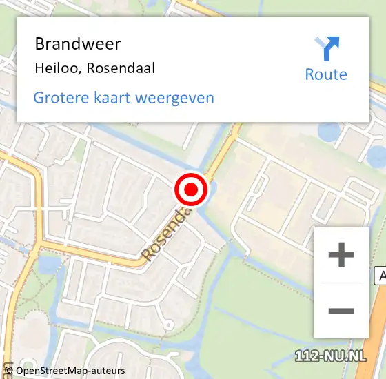 Locatie op kaart van de 112 melding: Brandweer Heiloo, Rosendaal op 4 februari 2015 20:04