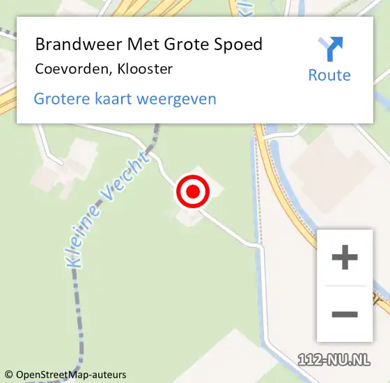 Locatie op kaart van de 112 melding: Brandweer Met Grote Spoed Naar Coevorden, Klooster op 4 februari 2015 20:12